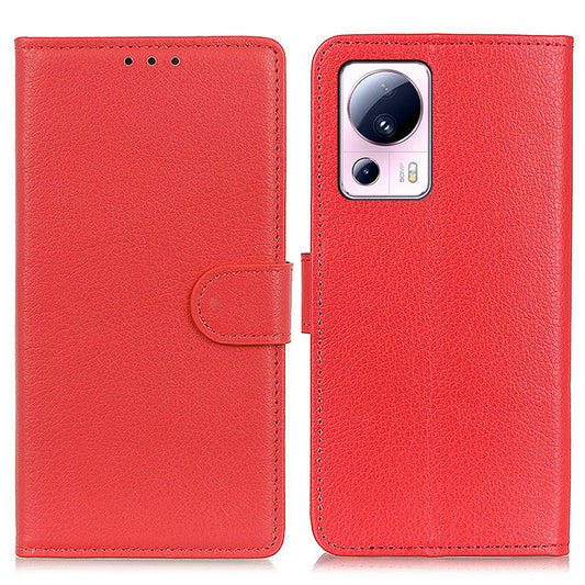 For Xiaomi 13 Lite / Civi 2 5G Shockproof Phone Case Litchi Texture Wallet Stand Leather Mobile Phone Cover