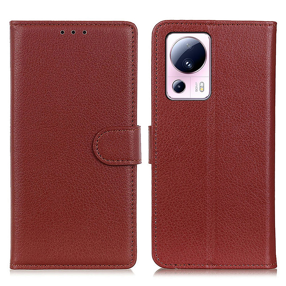 For Xiaomi 13 Lite / Civi 2 5G Shockproof Phone Case Litchi Texture Wallet Stand Leather Mobile Phone Cover