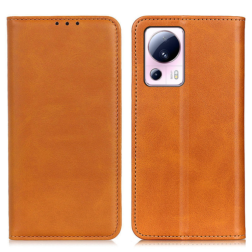 Split Leather Phone Case for Xiaomi 13 Lite / Civi 2 5G , Wallet Stand Full Protection Cell Phone Cover
