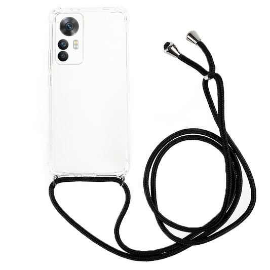 For Xiaomi Redmi K50 Ultra / 12T 5G Soft TPU Phone Case Reinforced Corners Cushion Cover with Lanyard