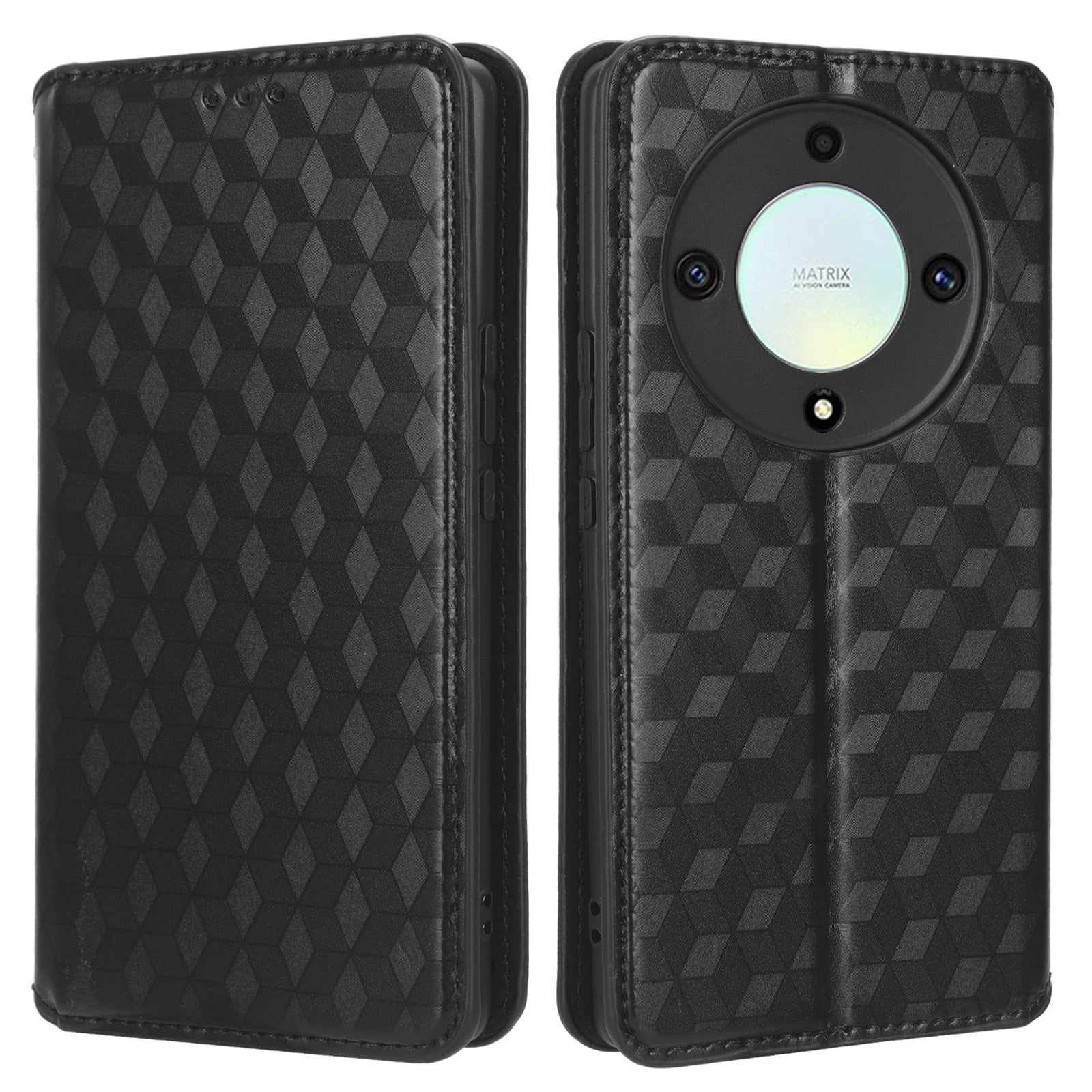 For Honor X9a 5G / X40 5G / Magic5 Lite 5G Phone Leather Case Wallet Stand Imprinted Rhombus Pattern Phone Cover