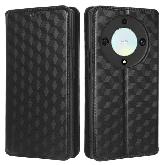 For Honor X9a 5G / X40 5G / Magic5 Lite 5G Phone Leather Case Wallet Stand Imprinted Rhombus Pattern Phone Cover