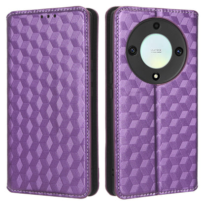 For Honor X9a 5G / X40 5G / Magic5 Lite 5G Phone Leather Case Wallet Stand Imprinted Rhombus Pattern Phone Cover