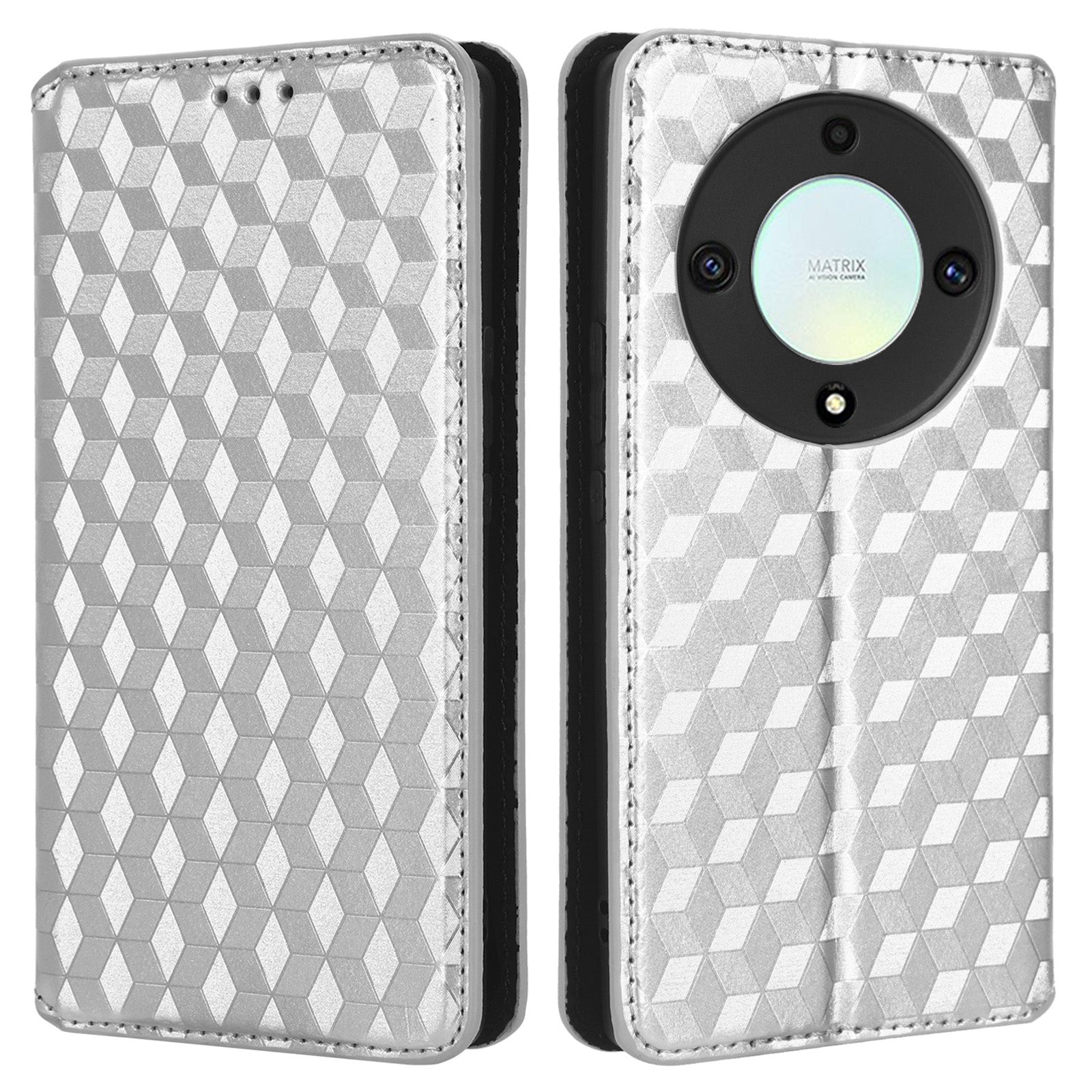 For Honor X9a 5G / X40 5G / Magic5 Lite 5G Phone Leather Case Wallet Stand Imprinted Rhombus Pattern Phone Cover