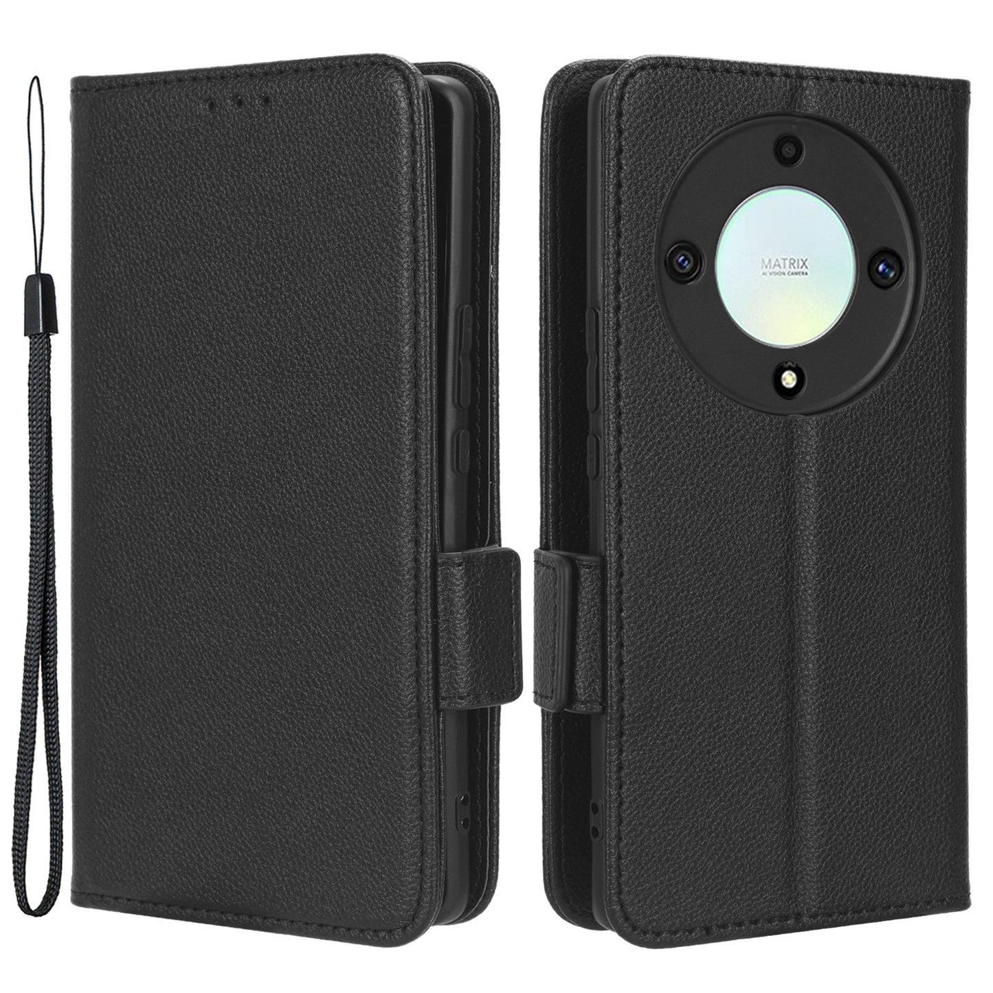 For Honor X9a 5G / X40 5G / Magic5 Lite 5G Phone Case Wallet Stand Litchi Texture Leather Phone Cover