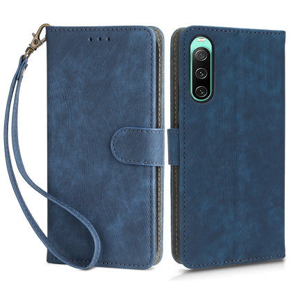 For Sony Xperia 10 IV 5G Phone Leather Case Stand Wallet RFID Blocking Phone Cover with Strap