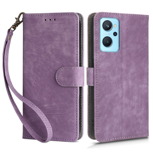 For Realme 9i 4G / Oppo A36 / A76 / A96 4G Leather Phone Case RFID Blocking Phone Wallet Stand Cover with Strap
