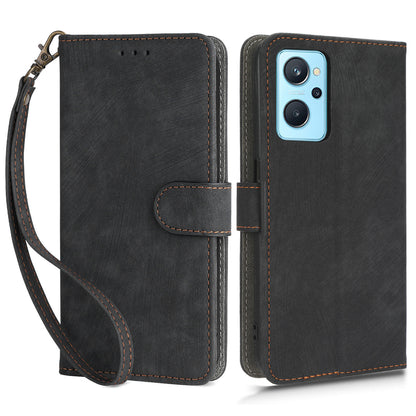 For Realme 9i 4G / Oppo A36 / A76 / A96 4G Leather Phone Case RFID Blocking Phone Wallet Stand Cover with Strap