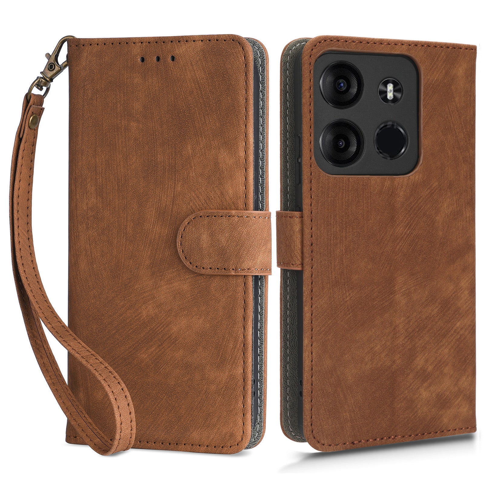For Tecno Spark Go 2023 4G / Tecno Pop 7 / Tecno Pop 7 Pro / BF7 / Infinix Smart 7 / X6515 RFID Blocking Leather Case Wallet Stand Cell Phone Cover with Strap