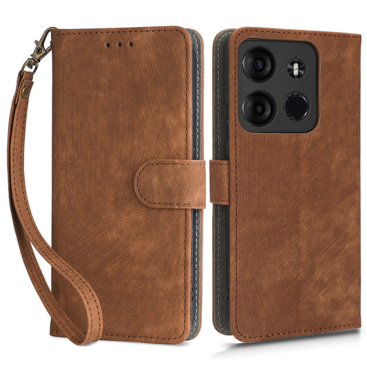 For Tecno Spark Go 2023 4G / Tecno Pop 7 / Tecno Pop 7 Pro / BF7 / Infinix Smart 7 / X6515 RFID Blocking Leather Case Wallet Stand Cell Phone Cover with Strap