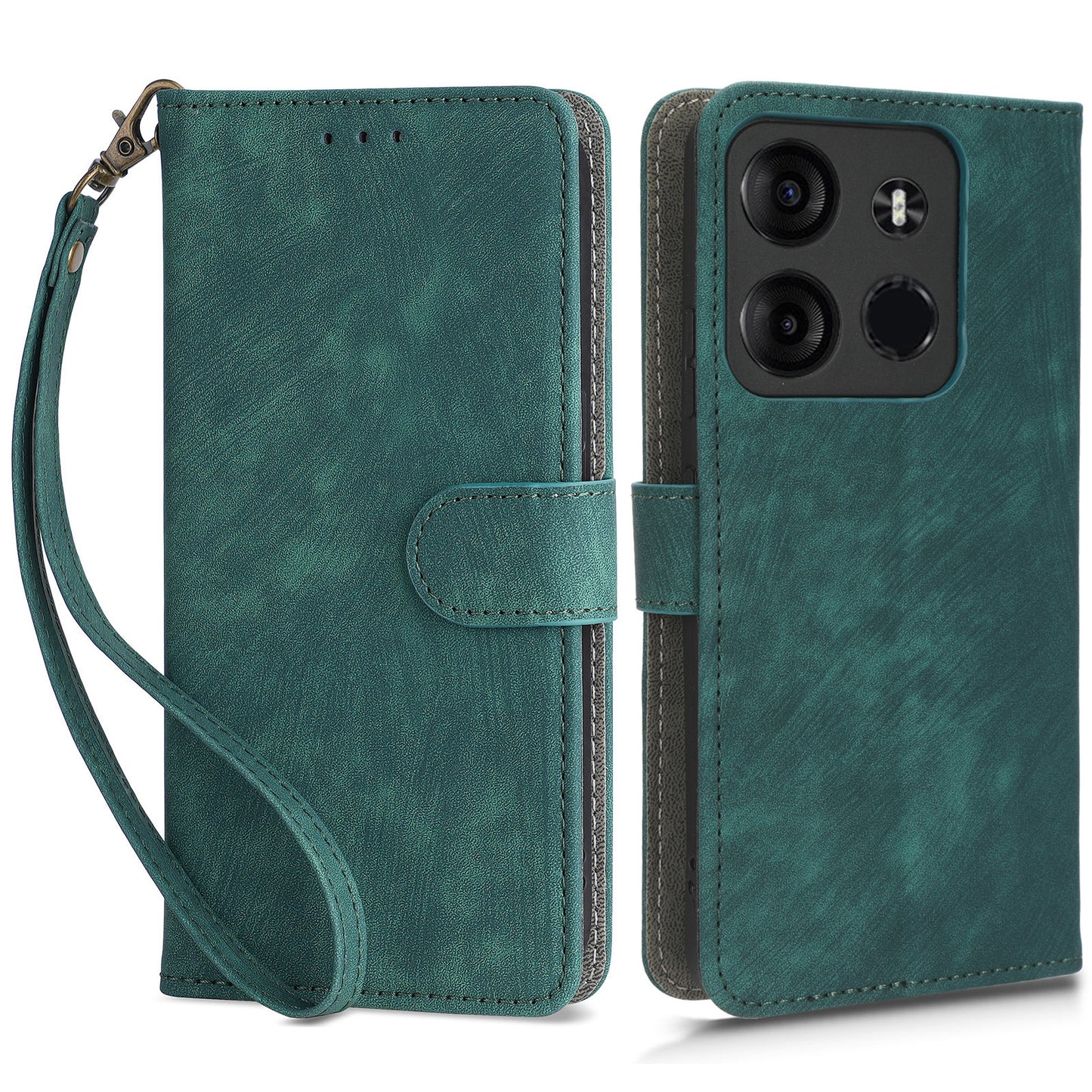 For Tecno Spark Go 2023 4G / Tecno Pop 7 / Tecno Pop 7 Pro / BF7 / Infinix Smart 7 / X6515 RFID Blocking Leather Case Wallet Stand Cell Phone Cover with Strap