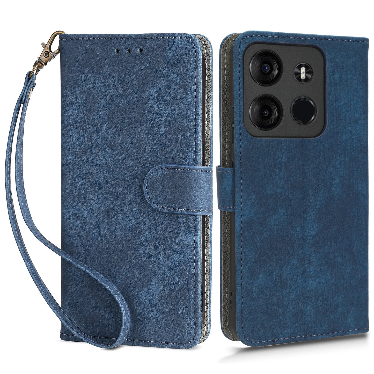 For Tecno Spark Go 2023 4G / Tecno Pop 7 / Tecno Pop 7 Pro / BF7 / Infinix Smart 7 / X6515 RFID Blocking Leather Case Wallet Stand Cell Phone Cover with Strap