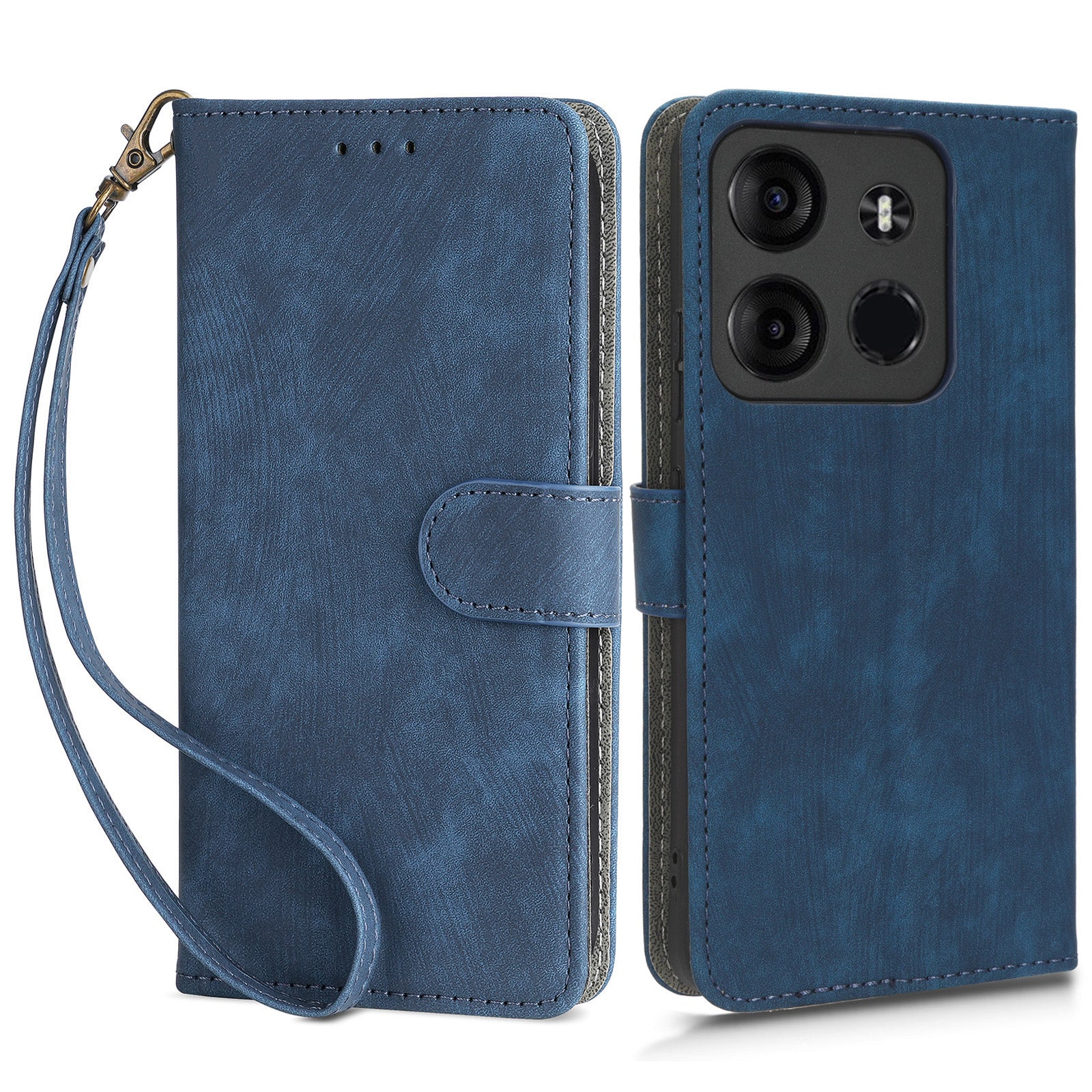 For Tecno Spark Go 2023 4G / Tecno Pop 7 / Tecno Pop 7 Pro / BF7 / Infinix Smart 7 / X6515 RFID Blocking Leather Case Wallet Stand Cell Phone Cover with Strap