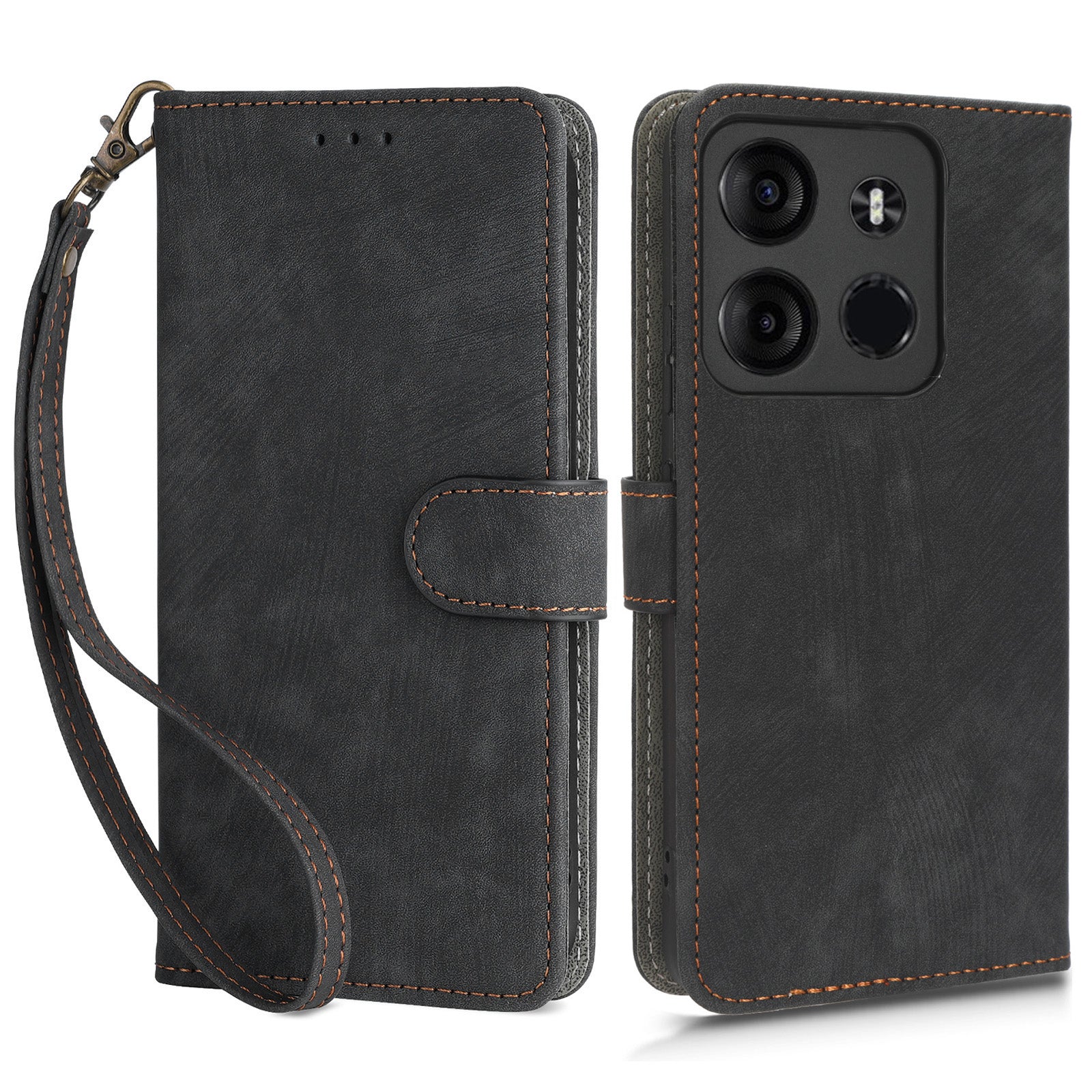 For Tecno Spark Go 2023 4G / Tecno Pop 7 / Tecno Pop 7 Pro / BF7 / Infinix Smart 7 / X6515 RFID Blocking Leather Case Wallet Stand Cell Phone Cover with Strap