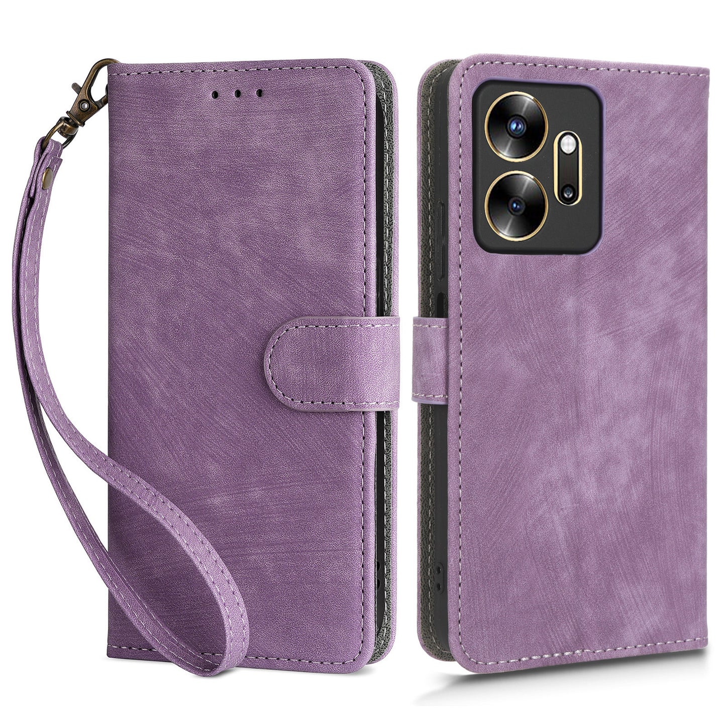 For Infinix Zero 20 4G X6821 Phone Stand Case RFID Blocking PU Leather Wallet Cover with Strap