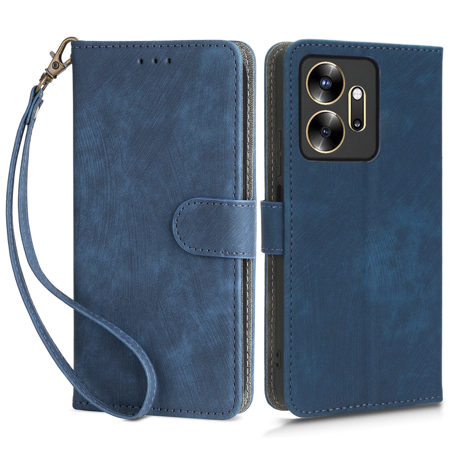 For Infinix Zero 20 4G X6821 Phone Stand Case RFID Blocking PU Leather Wallet Cover with Strap