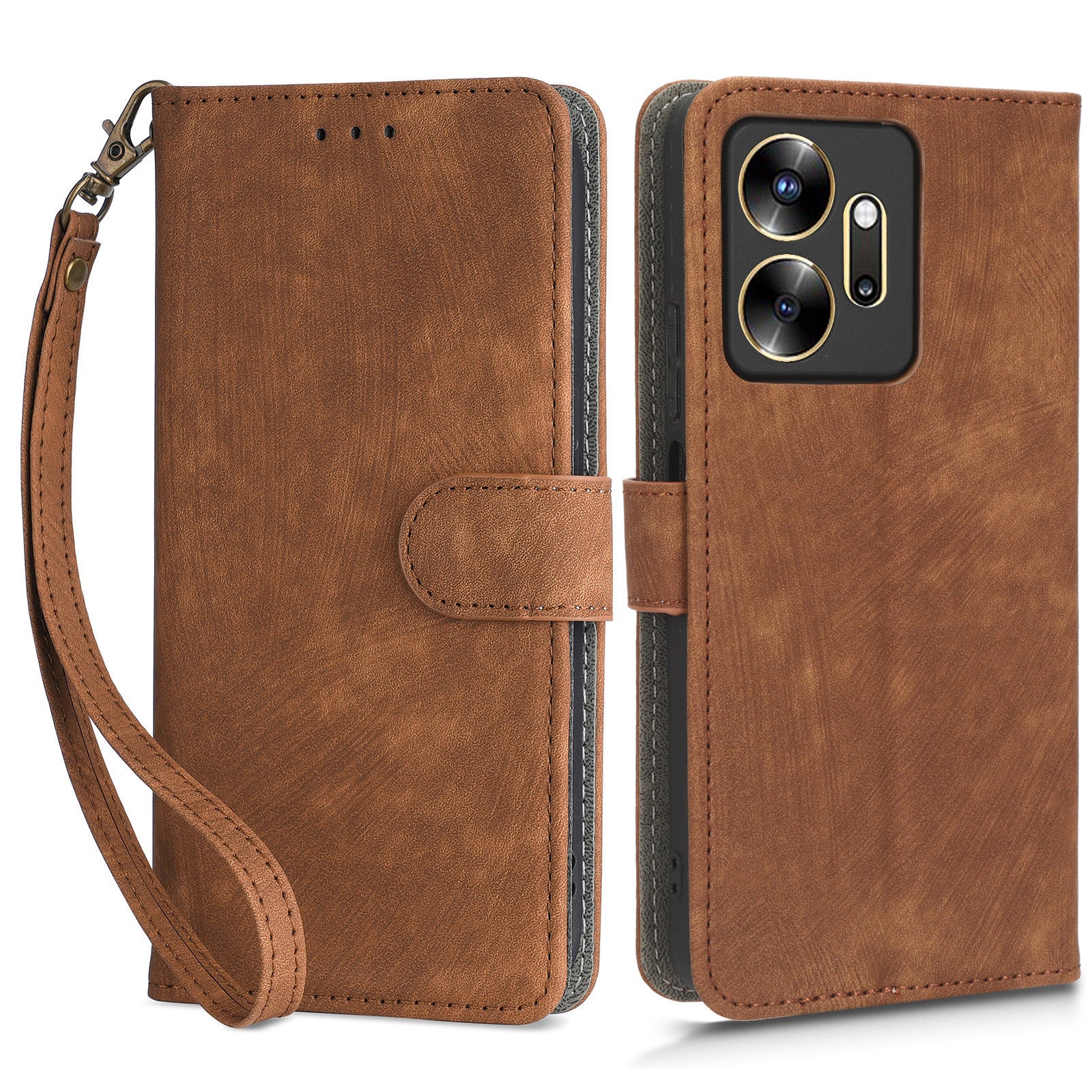 For Infinix Zero 20 4G X6821 Phone Stand Case RFID Blocking PU Leather Wallet Cover with Strap