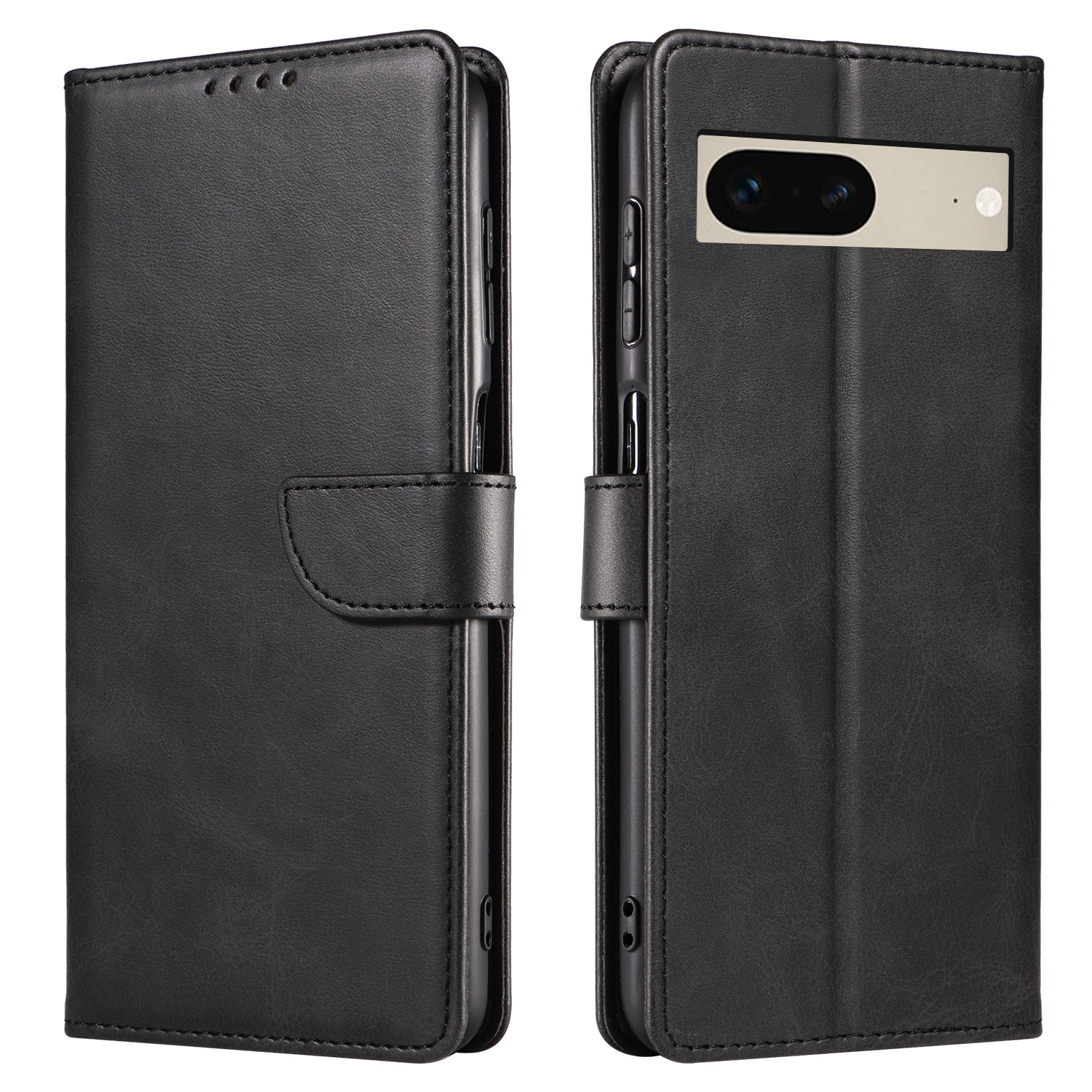 For Google Pixel 7 5G Square Clasp Phone Cover Scratch-resistant Flip Leather Phone Case with Stand Wallet