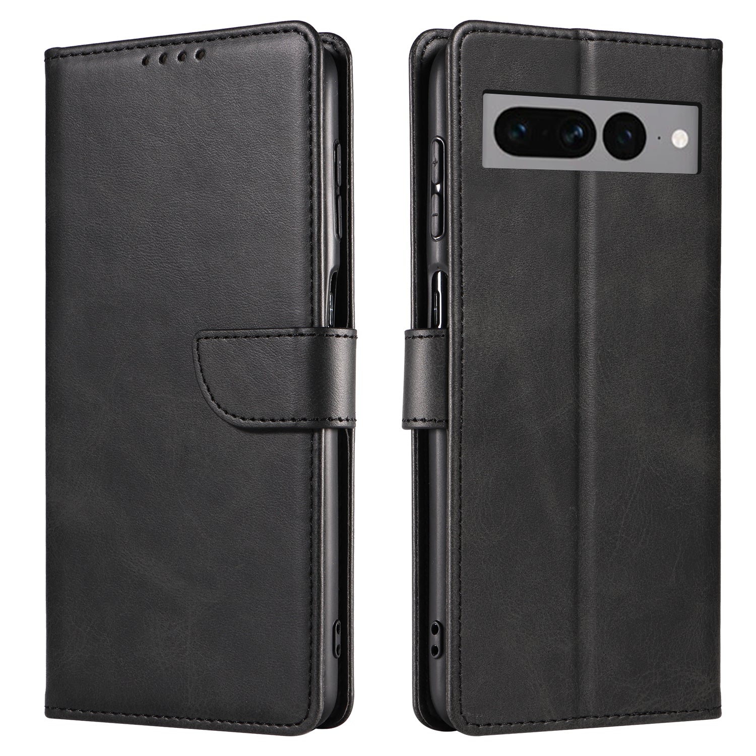 For Google Pixel 7 Pro 5G Anti-fall Phone Cover Square Clasp Leather Phone Case with Stand Wallet