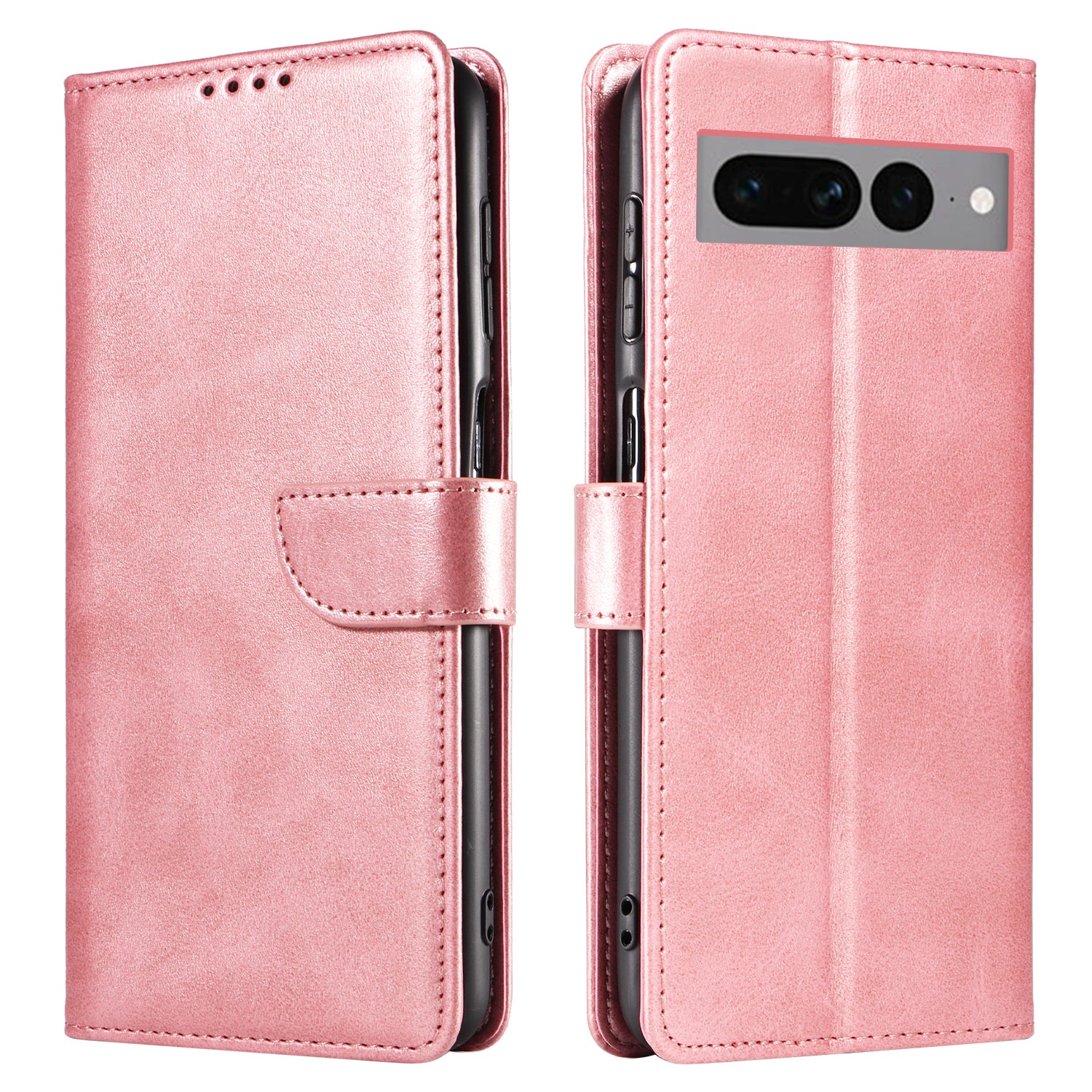 For Google Pixel 7 Pro 5G Anti-fall Phone Cover Square Clasp 
 Leather Phone Case with Stand Wallet