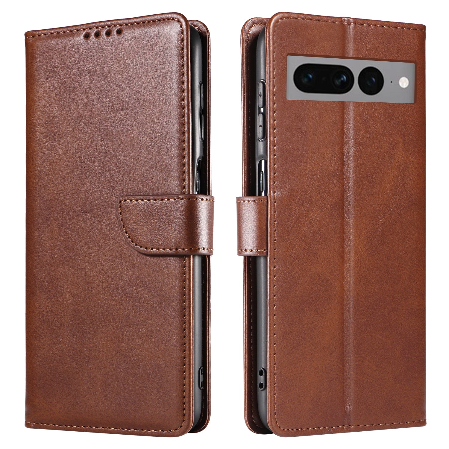 For Google Pixel 7 Pro 5G Anti-fall Phone Cover Square Clasp 
 Leather Phone Case with Stand Wallet