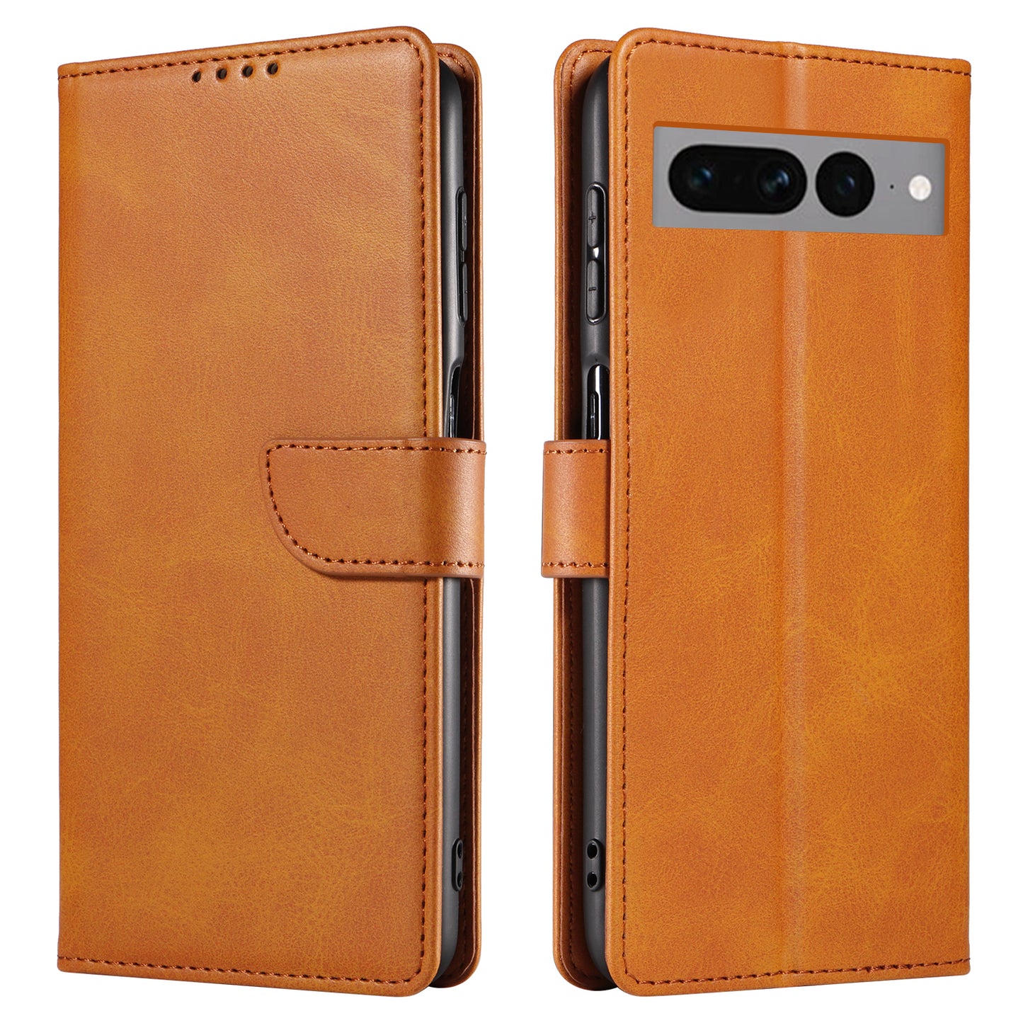 For Google Pixel 7 Pro 5G Anti-fall Phone Cover Square Clasp 
 Leather Phone Case with Stand Wallet