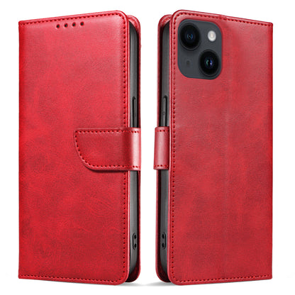 For iPhone 14 Anti-drop Cell Phone Cover Stand Square Clasp Leather Protective Phone Case with Wallet