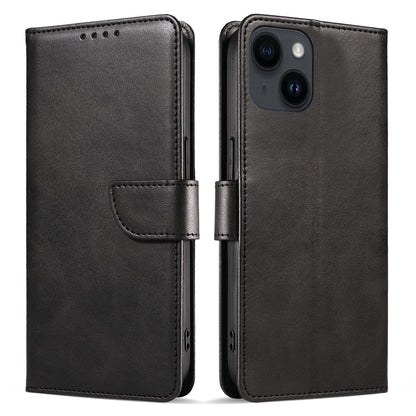 For iPhone 14 Plus Stand Leather Phone Cover Square Clasp Smartphone Case with Wallet
