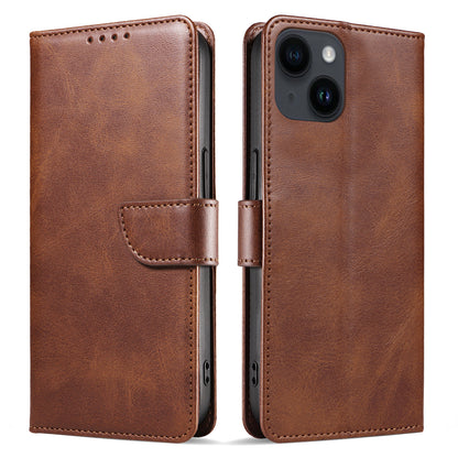 For iPhone 14 Plus Stand Leather Phone Cover Square Clasp Smartphone Case with Wallet