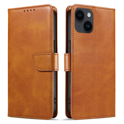For iPhone 14 Plus Stand Leather Phone Cover Square Clasp Smartphone Case with Wallet