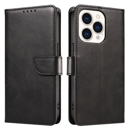 For iPhone 14 Pro Full Protection Cell Phone Cover Square Leather Phone Case with Stand Wallet
