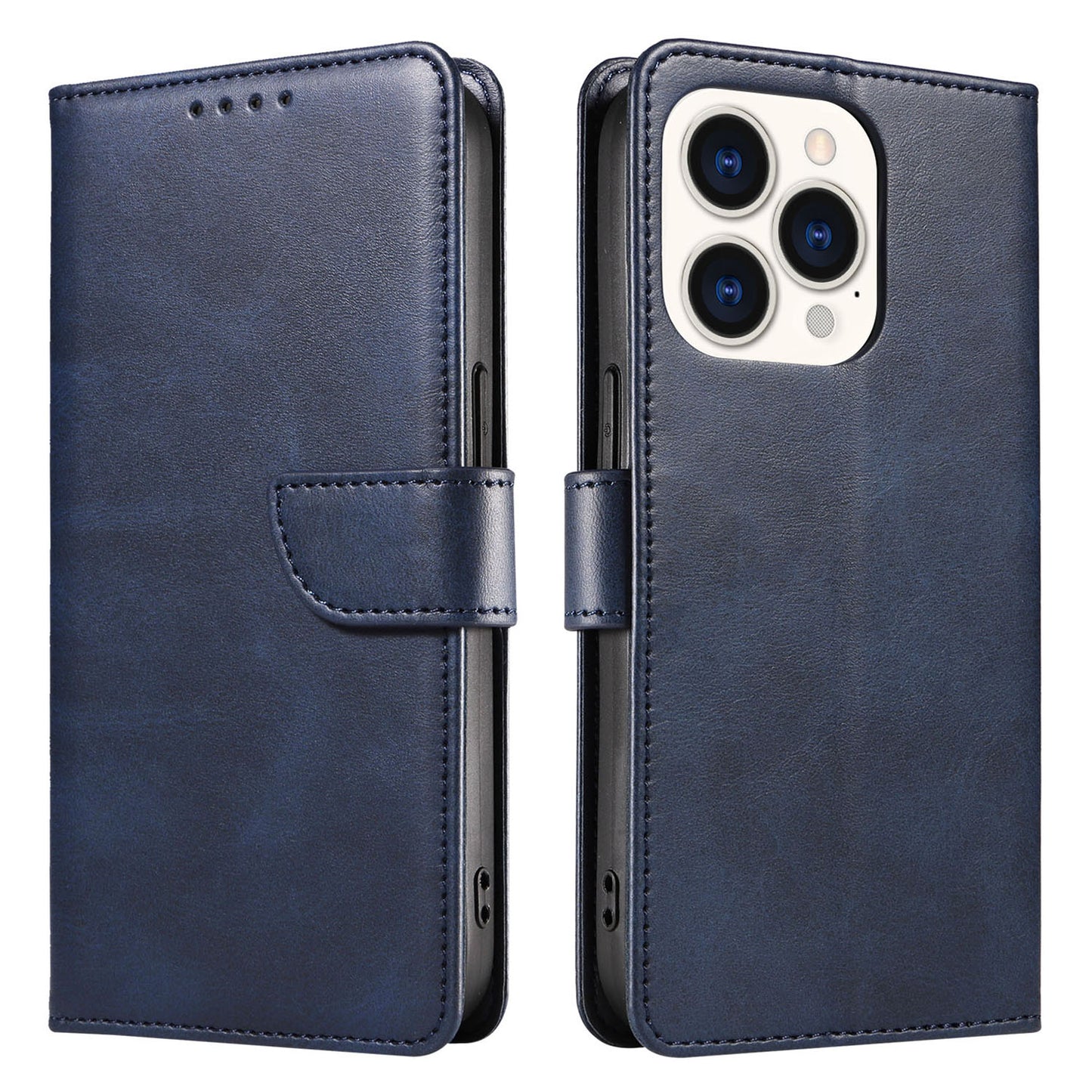 For iPhone 14 Pro Full Protection Cell Phone Cover Square Leather Phone Case with Stand Wallet