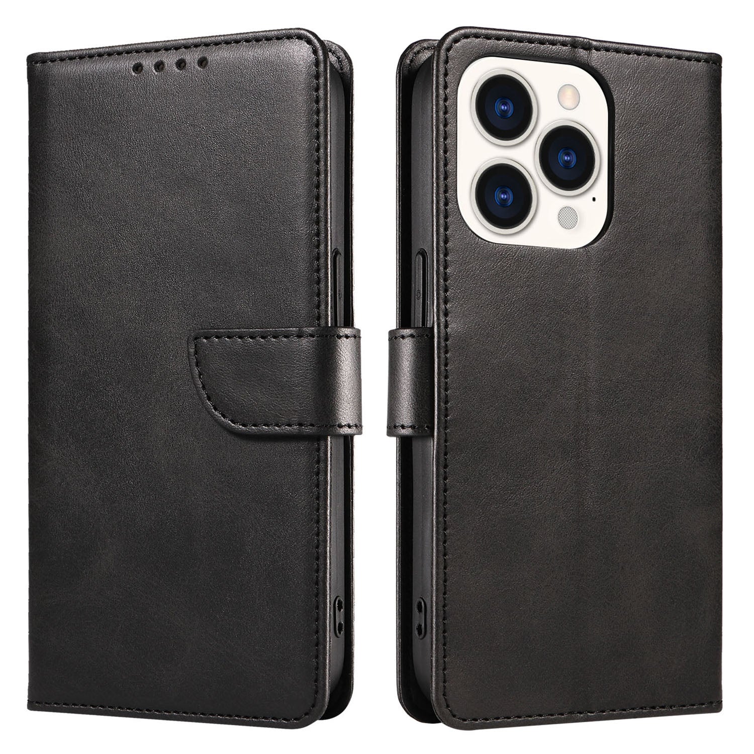 Cell Phone Cover For iPhone 14 Pro Max , Square Clasp Anti-shock Flip Leather Wallet Case with Stand