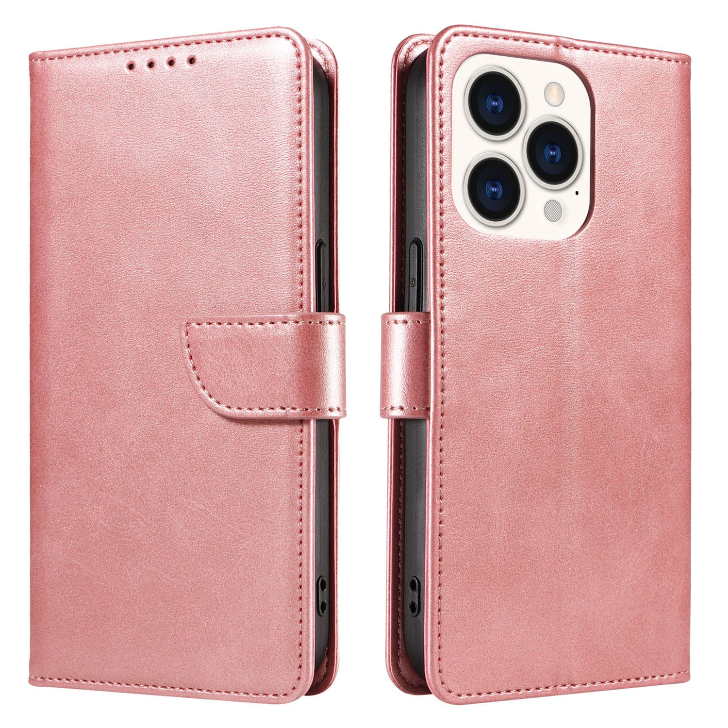 Cell Phone Cover For iPhone 14 Pro Max , Square Clasp Anti-shock Flip Leather Wallet Case with Stand