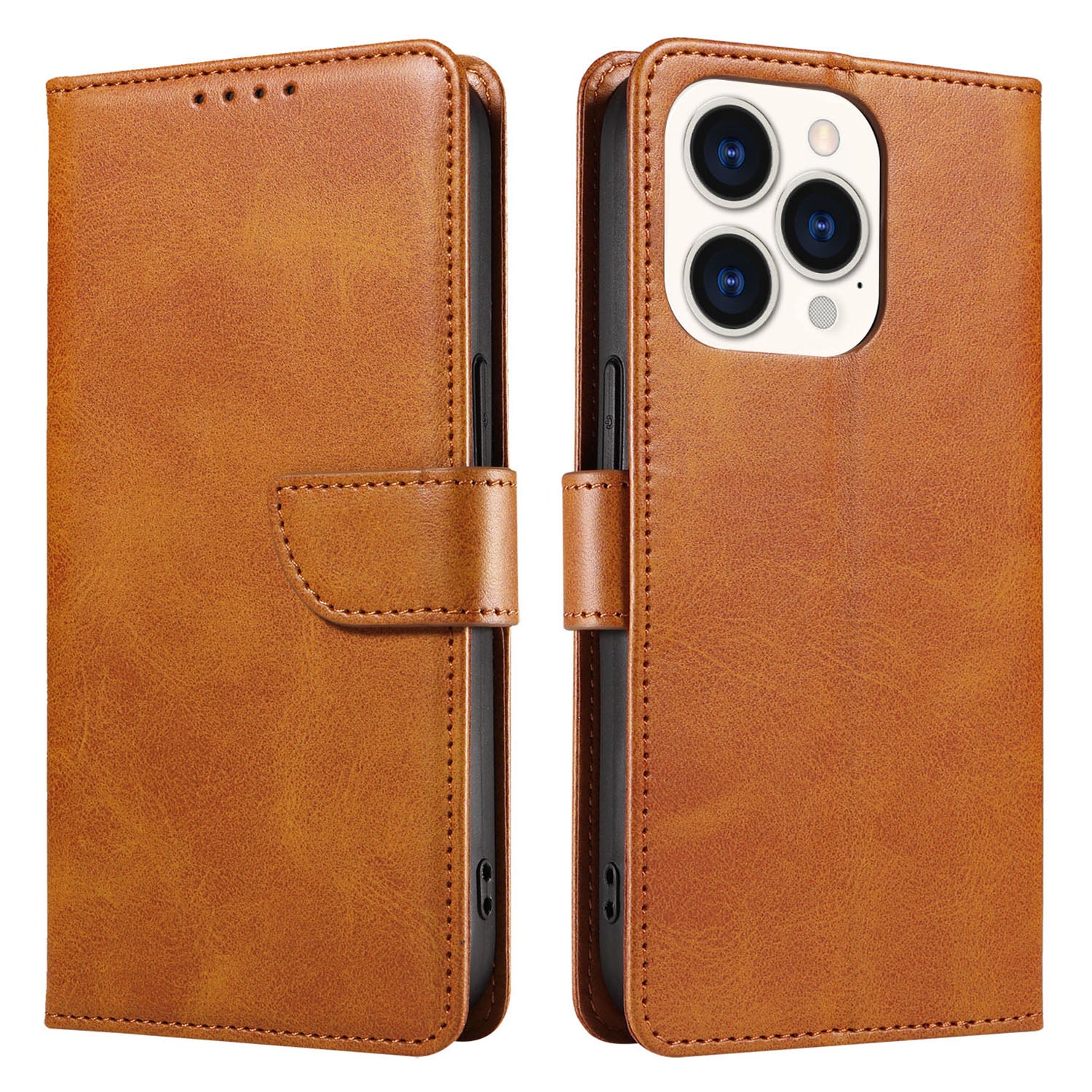 Cell Phone Cover For iPhone 14 Pro Max , Square Clasp Anti-shock Flip Leather Wallet Case with Stand
