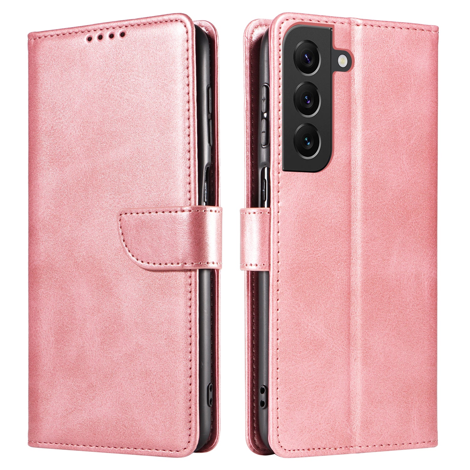 For Samsung Galaxy S23 Phone Cover Square Magnetic Clasp Stand Wallet Leather Drop-proof Flip Phone Case