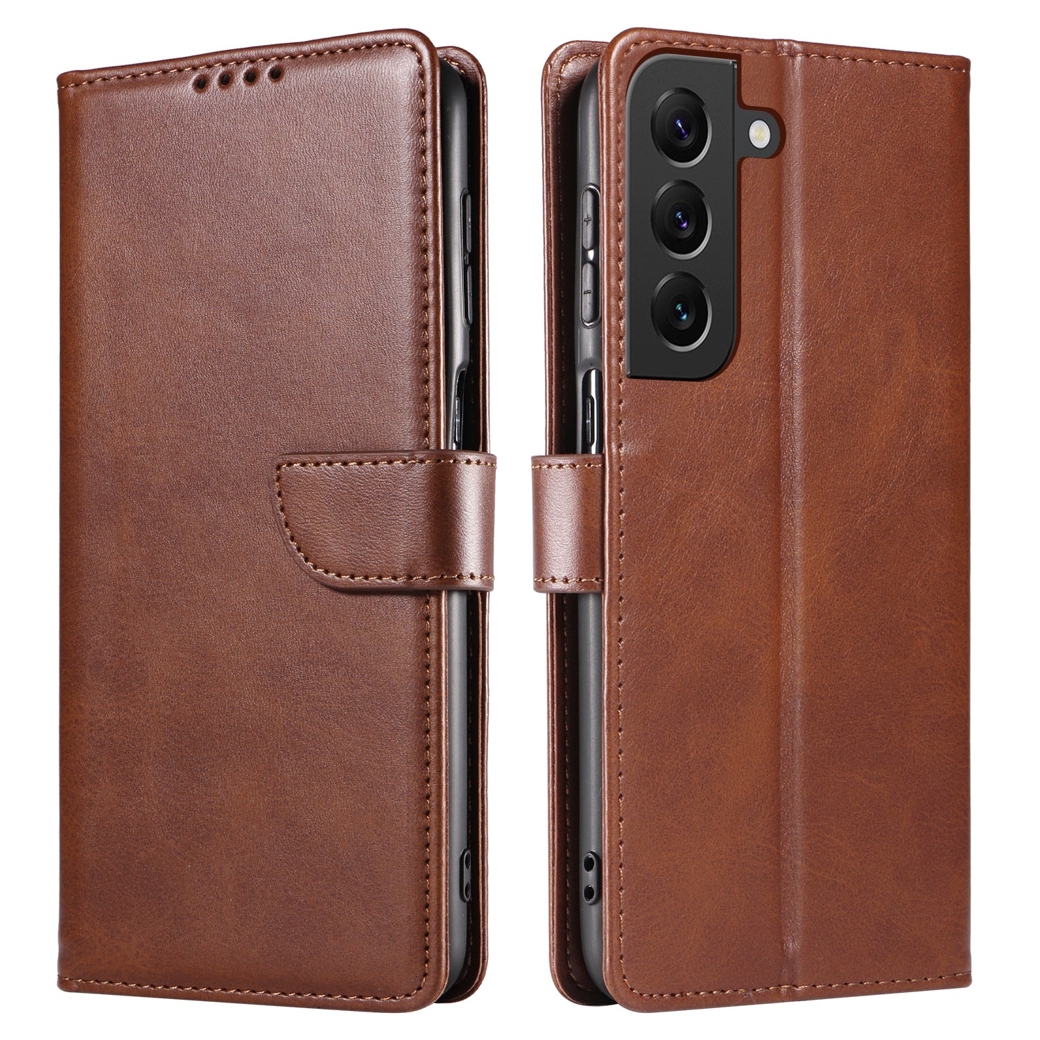 For Samsung Galaxy S23 Phone Cover Square Magnetic Clasp Stand Wallet Leather Drop-proof Flip Phone Case