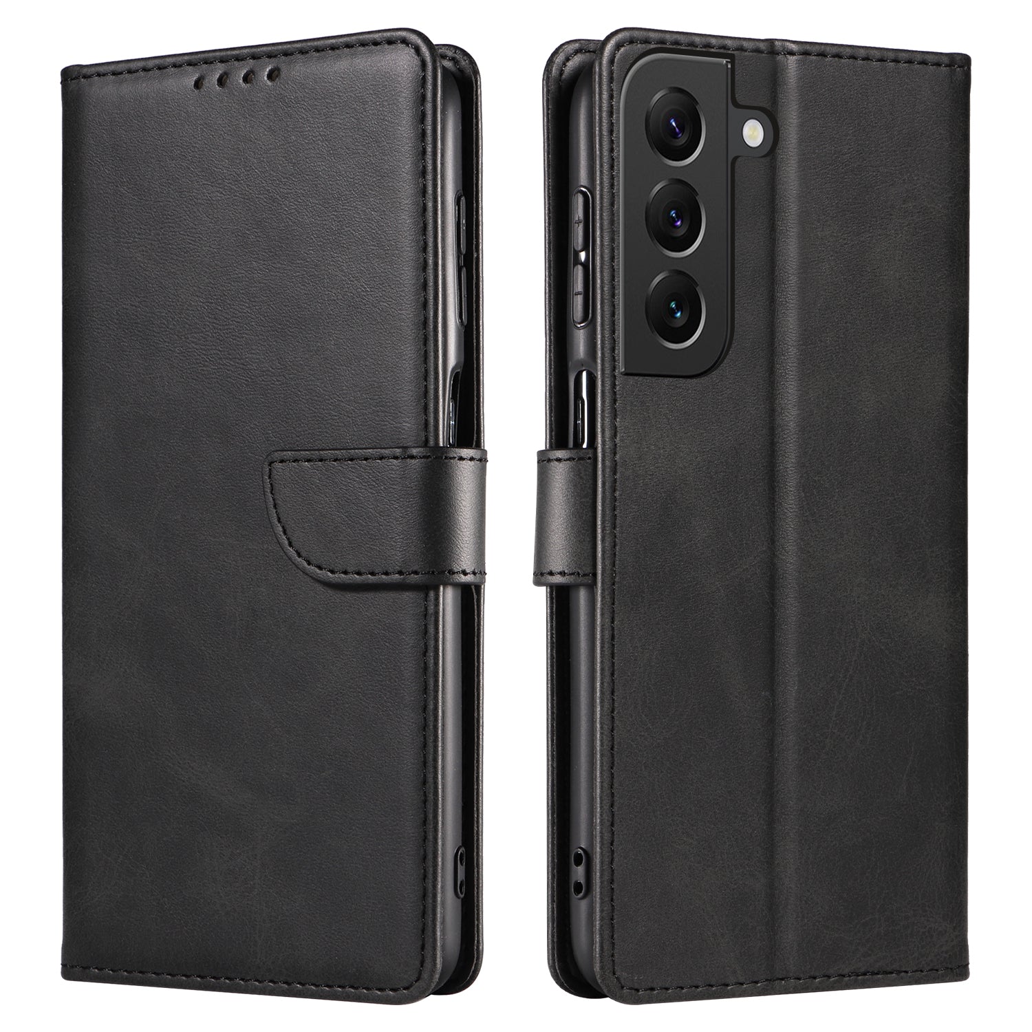 For Samsung Galaxy S23+ Anti-scratch Phone Cover Square Leather Mobile Phone Case with Stand Wallet