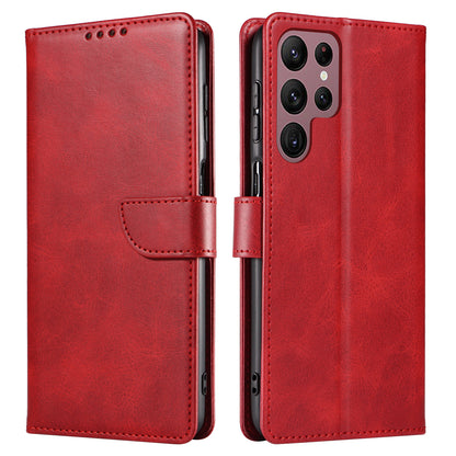 For Samsung Galaxy S23 Ultra Phone Leather Case Square Magnetic Clasp Stand Wallet Phone Cover