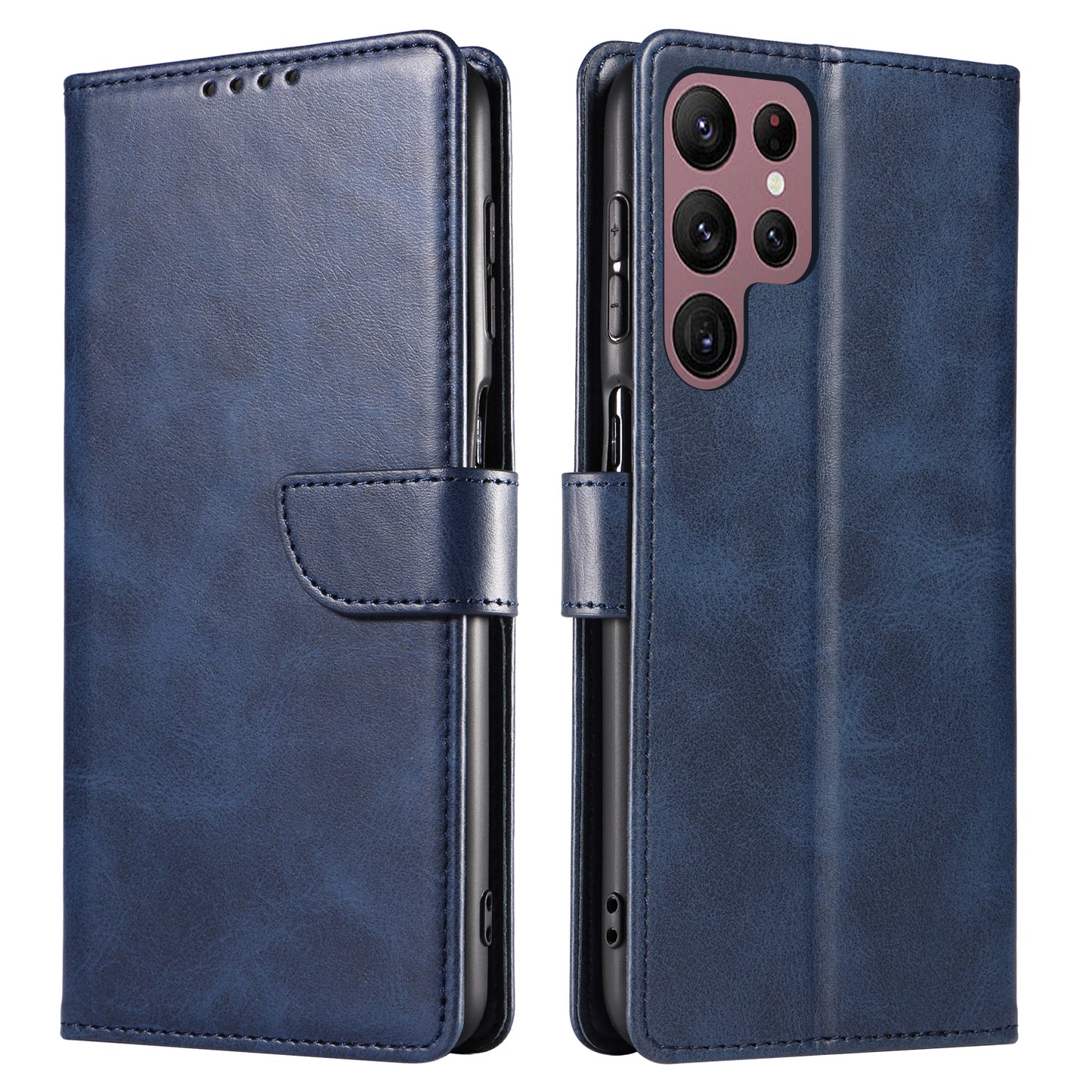 For Samsung Galaxy S23 Ultra Phone Leather Case Square Magnetic Clasp Stand Wallet Phone Cover