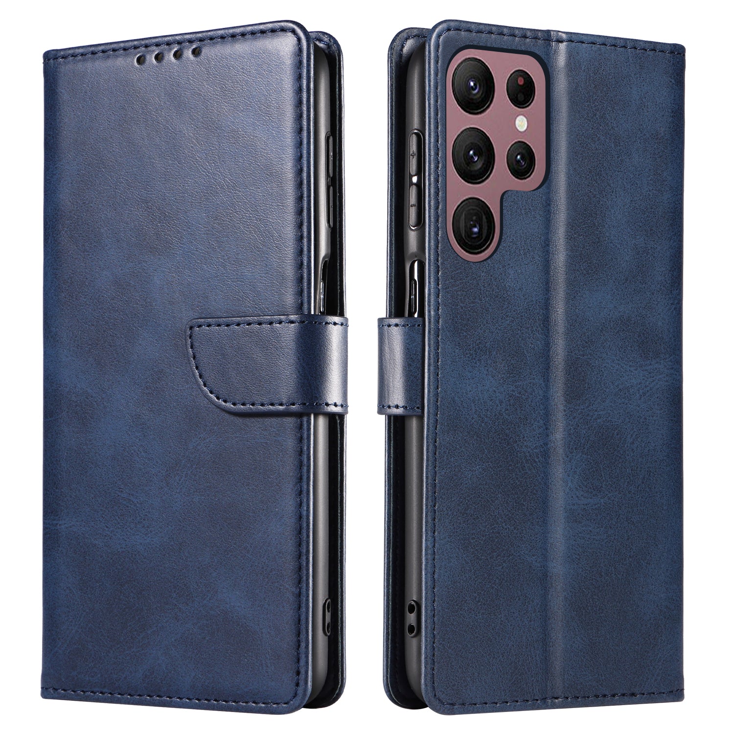 For Samsung Galaxy S23 Ultra Phone Leather Case Square Magnetic Clasp Stand Wallet Phone Cover