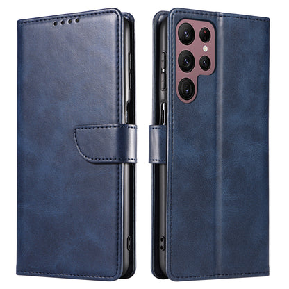 For Samsung Galaxy S23 Ultra Phone Leather Case Square Magnetic Clasp Stand Wallet Phone Cover