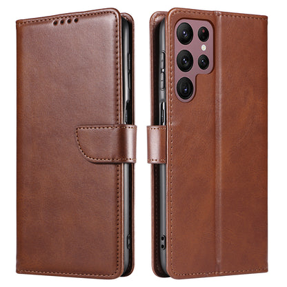 For Samsung Galaxy S23 Ultra Phone Leather Case Square Magnetic Clasp Stand Wallet Phone Cover
