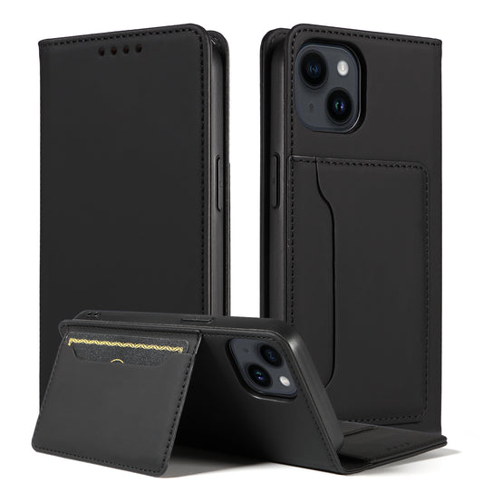 For iPhone 14 Business Style Phone Case PU Leather Skin Touch Magnetic Cell Phone Cover with Stand Wallet