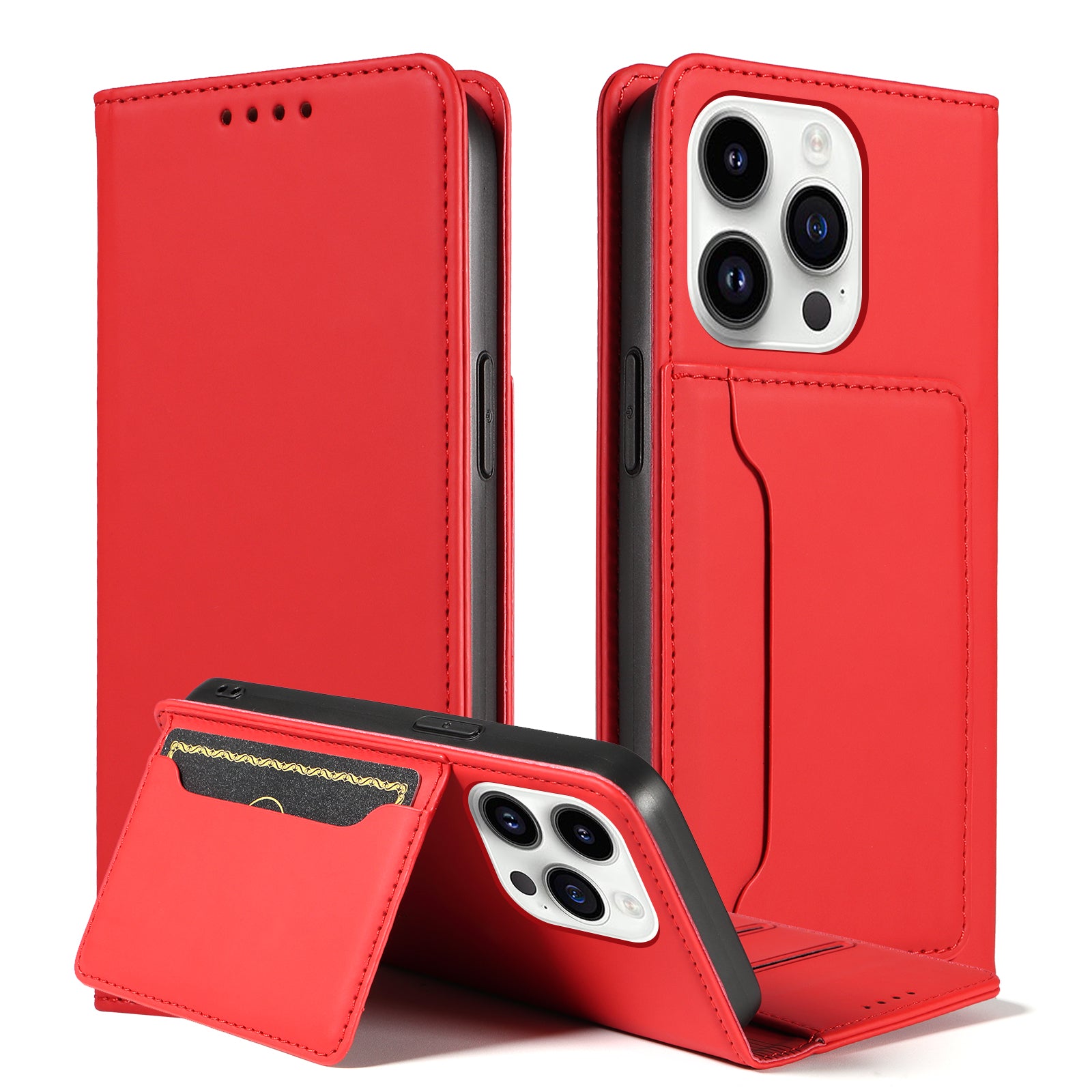 For iPhone 14 Pro Business Style Anti-drop Phone Case Stand Skin Touch Flip Leather Wallet Cover