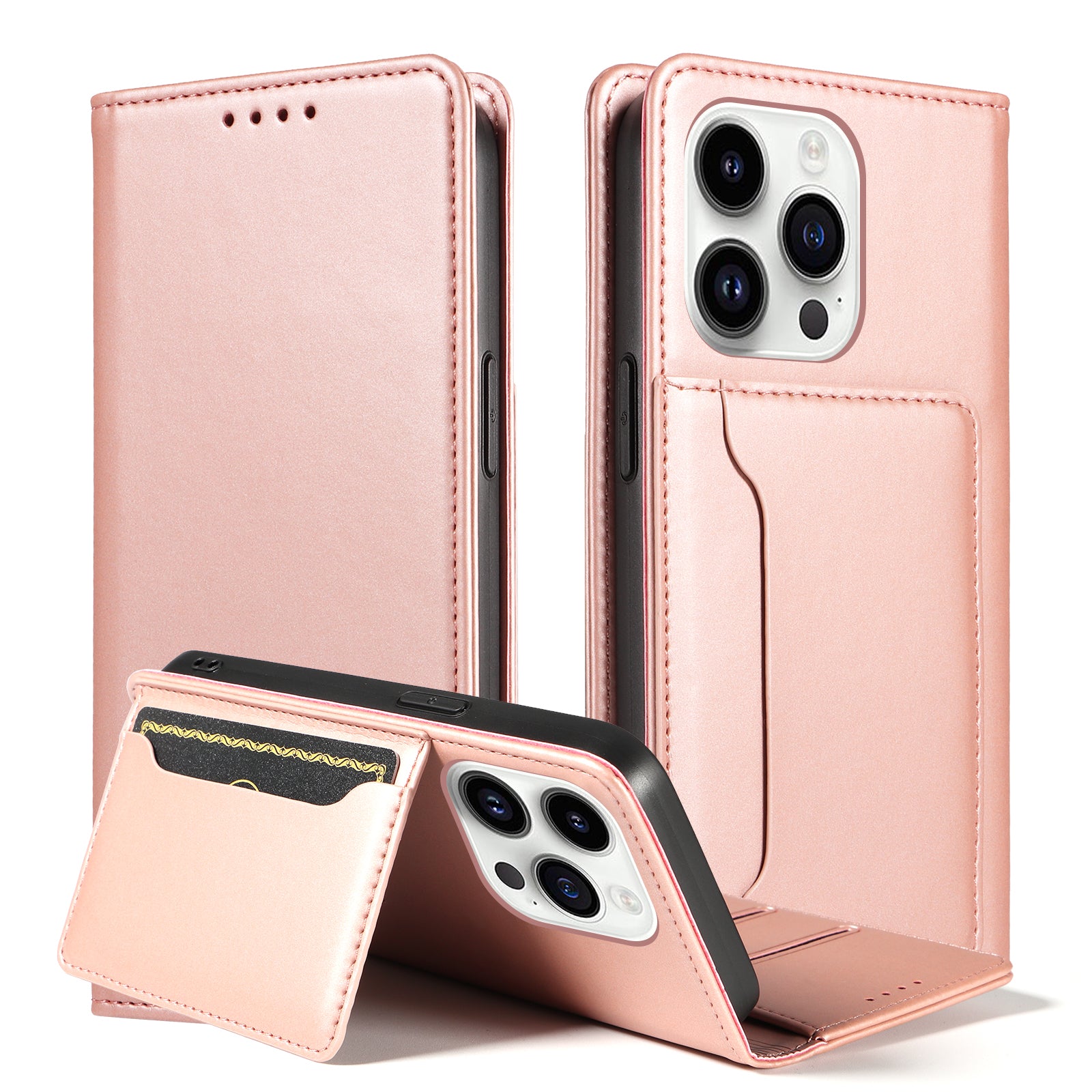 For iPhone 14 Pro Business Style Anti-drop Phone Case Stand Skin Touch Flip Leather Wallet Cover