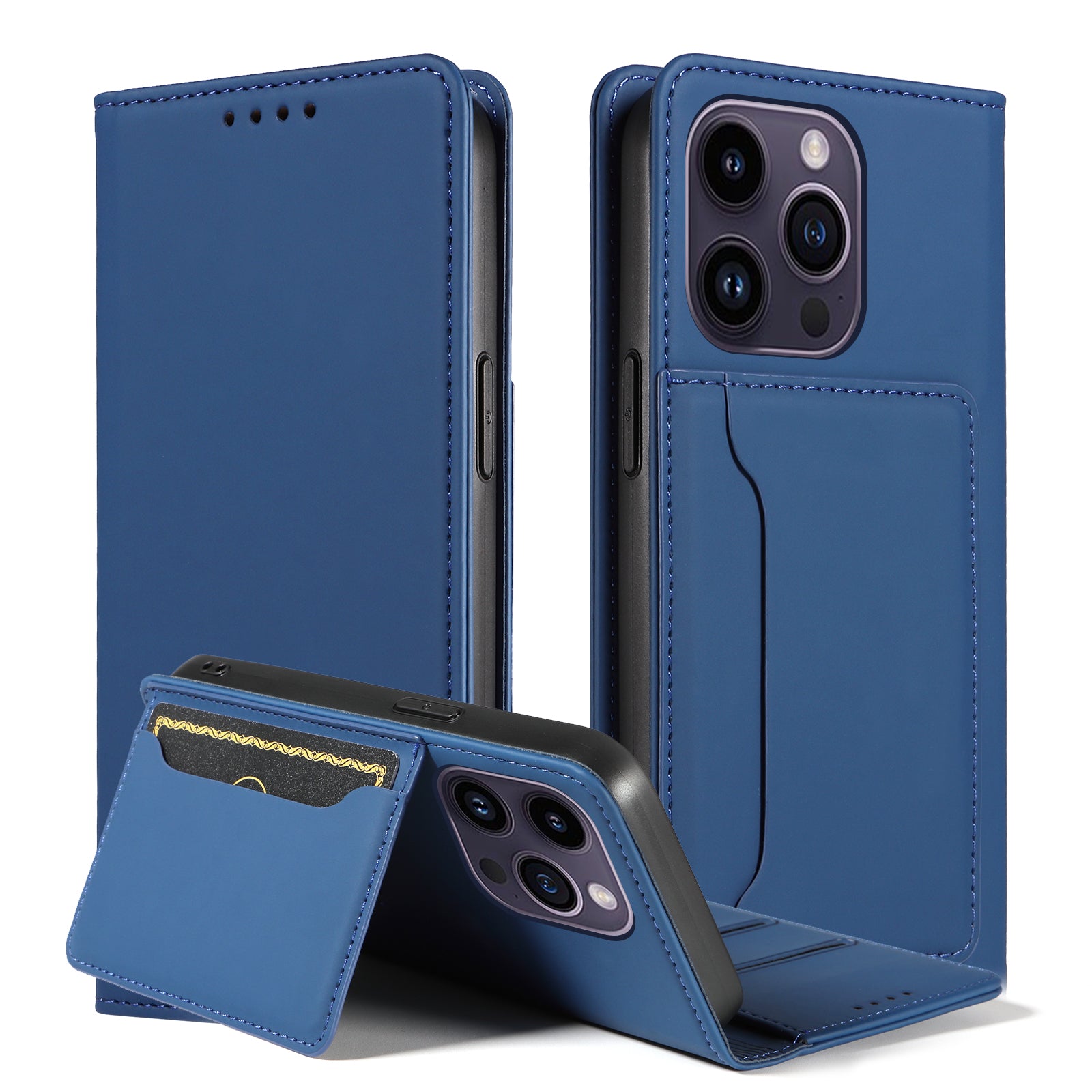 Magnetic Phone Case For iPhone 14 Pro Max , Stand Wallet Skin-friendly Anti-fall PU Leather Cell Phone Cover