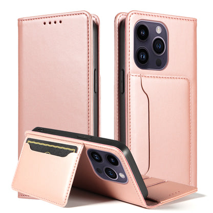 Magnetic Phone Case For iPhone 14 Pro Max , Stand Wallet Skin-friendly Anti-fall PU Leather Cell Phone Cover