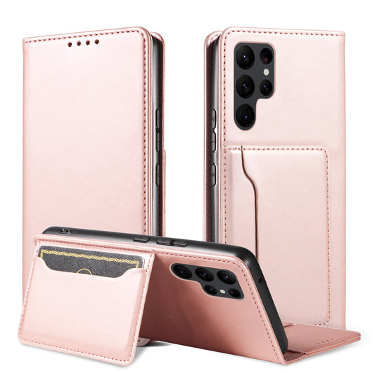 Leather Phone Case For Samsung Galaxy S23 Ultra , Skin-friendly Shockproof Magnetic Phone Cover Stand Wallet