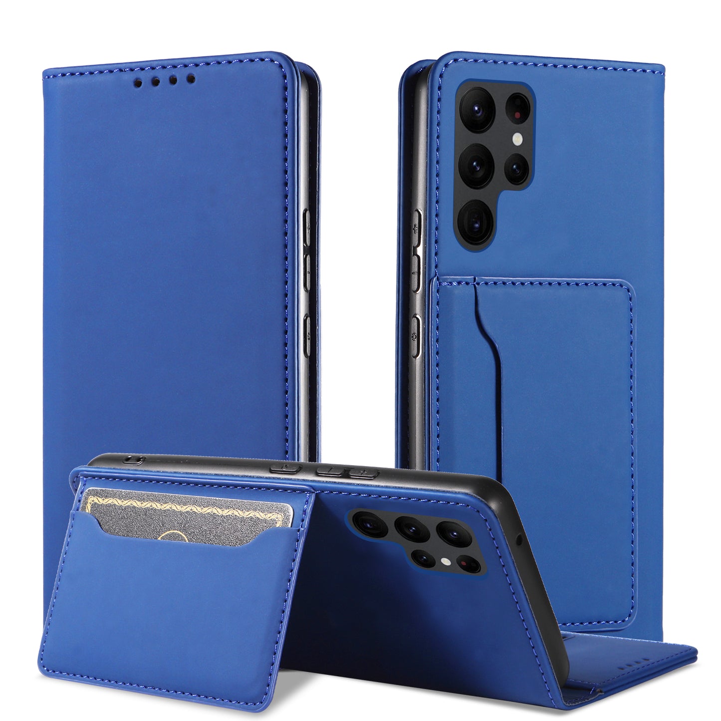 Leather Phone Case For Samsung Galaxy S23 Ultra , Skin-friendly Shockproof Magnetic Phone Cover Stand Wallet